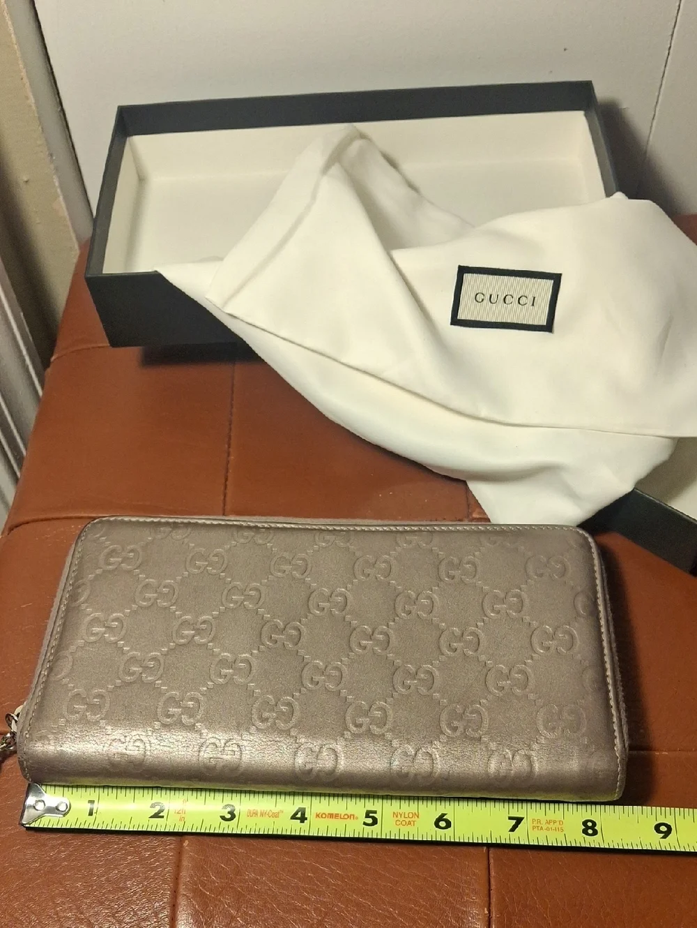 Gucci Metallic Taupe GG Zip Around Wallet - Metallic Beige - Picture 10 of 12